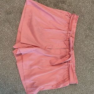 Loft Pink and White Striped Shorts